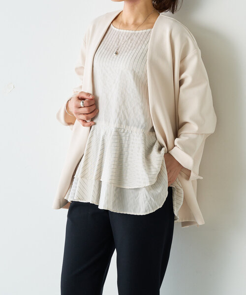 BEARDSLEY（ビアズリー）の「裾フリルストライプブラウス（シャツ