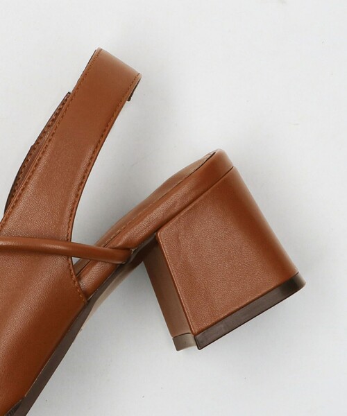 レザーライク オープントゥ バックストラップミュール（サンダル