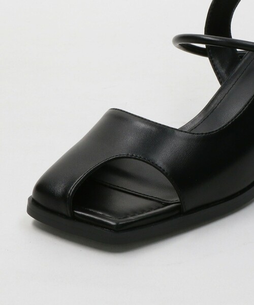 レザーライク オープントゥ バックストラップミュール（サンダル