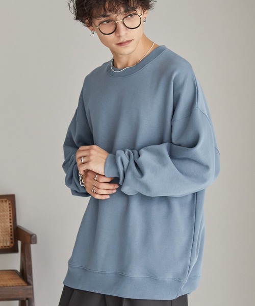 ヘビーウェイト裏起毛スーパービッグシルエットカラープルオーバー