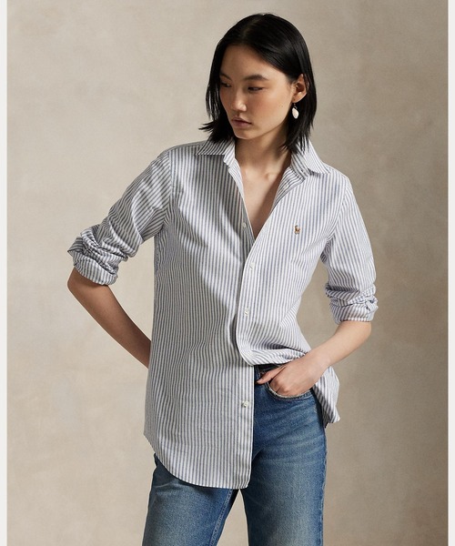 スリム フィット ストライプド ストレッチ オックスフォード シャツ