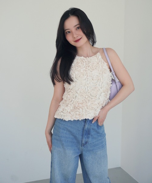 セール】ボリュームフラワーモチーフアメスリトップス（その他トップス