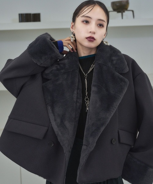 HARE（ハレ）の「ウーリーテックフェイクファーショートコート(HARE