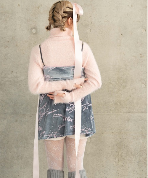 かきぶちもものベロアキャミワンピース-made in INTER FACTORY INTER