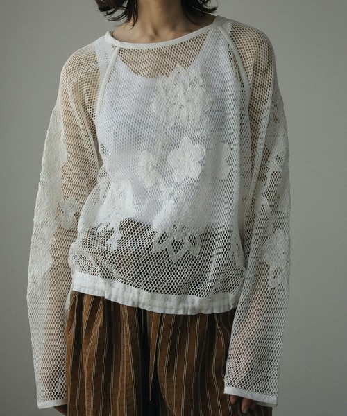 anuke（アンヌーク）の「Embroidery Mesh Tops（Tシャツ/カットソー