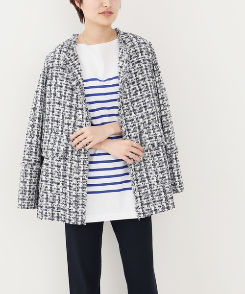 IENA（イエナ）の「Marin Tweed ジャケット.S（ノーカラージャケット