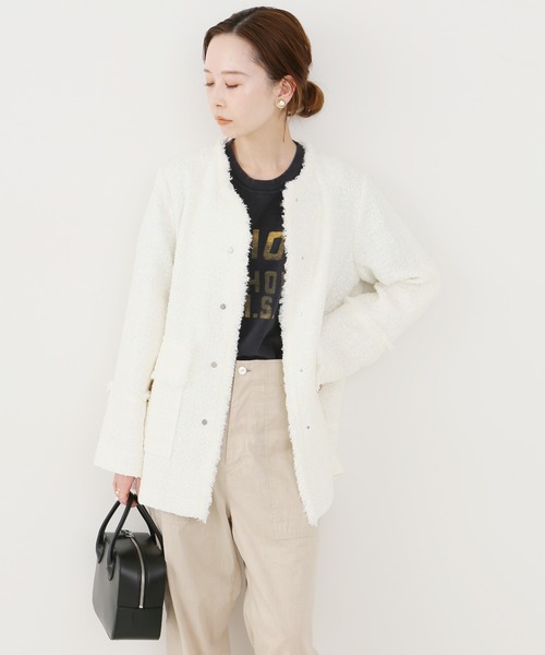 IENA（イエナ）の「Marin Tweed ジャケット.S（ノーカラージャケット