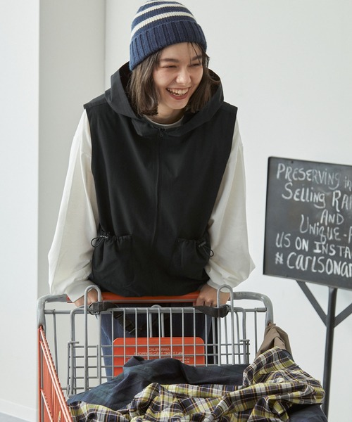 セットアップ対応】フード付きナイロンベスト MONO-MART LADY'S│MONO