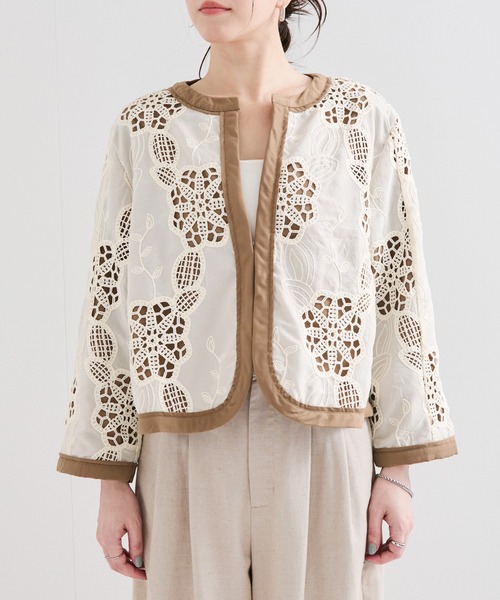 セール】配色レースボレロ（ノーカラージャケット）｜LE CERCLE par