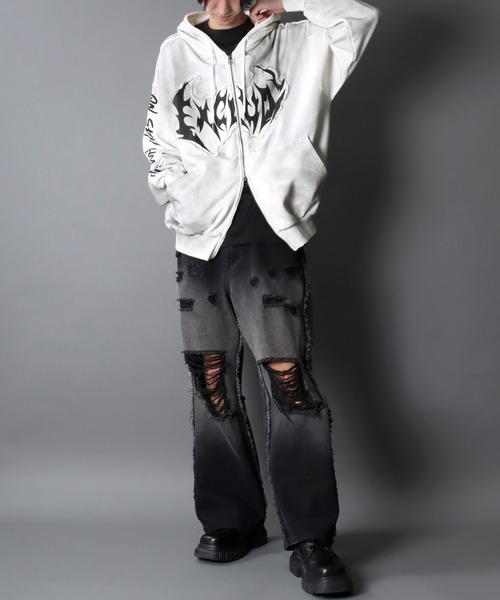 セール】Grunge Style Sweat Hoodie/グランジ ヴィンテージライク