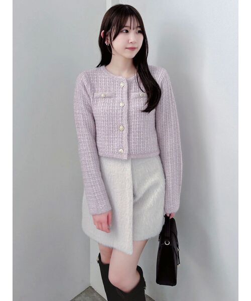 ツイードライクショートニットジャケット（カーディガン/ボレロ