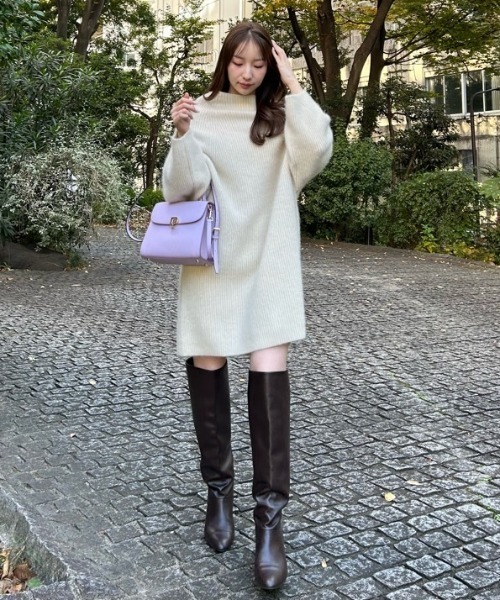 FRAY I.D（フレイアイディー）の「ラクーンニットミニワンピース