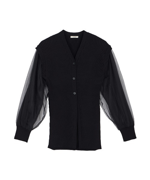 セール】SHEER SLEEVE WAVE KNIT CARDIGAN（カーディガン/ボレロ
