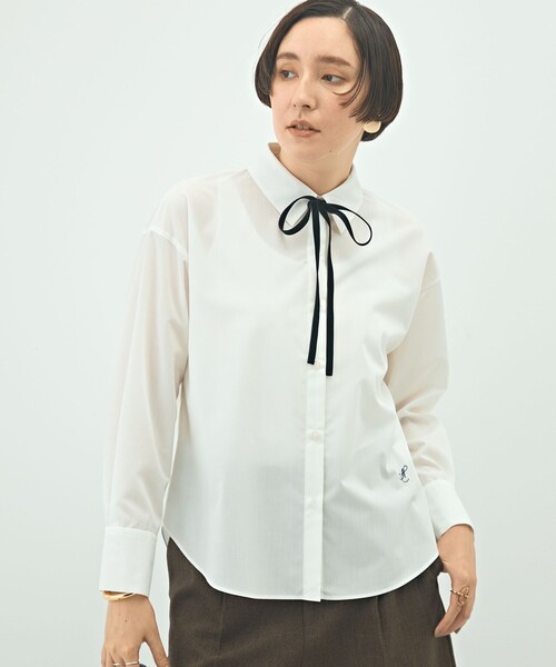 セール】ウォッシャブルリボン付きシャツ（シャツ/ブラウス
