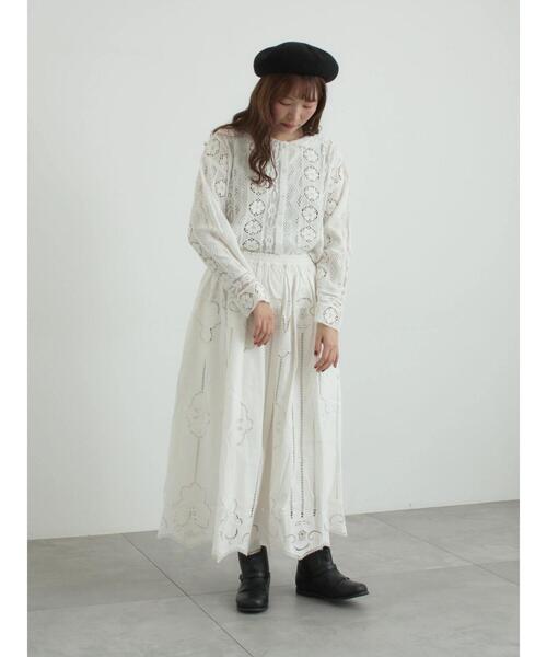 セール】レースパッチワークセーラー襟ブラウス（シャツ/ブラウス