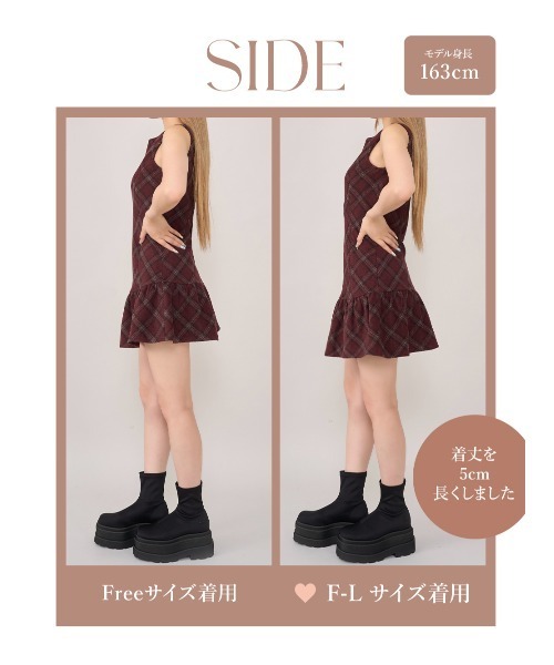 セール】タータンチェックノースリミニワンピース（ワンピース