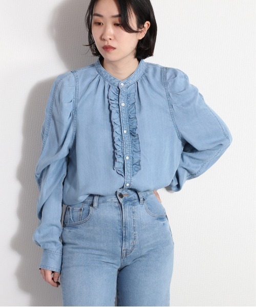 cepo（セポ）の「デニムフリルブラウス セットアップ可能（シャツ