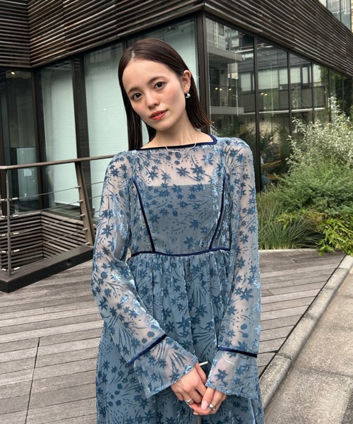 mystic（ミスティック）の「【森川企画】花柄ベロアワンピース