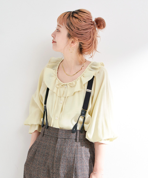 セール】手洗い可 / フリルカラーブラウス（シャツ/ブラウス）｜B.C