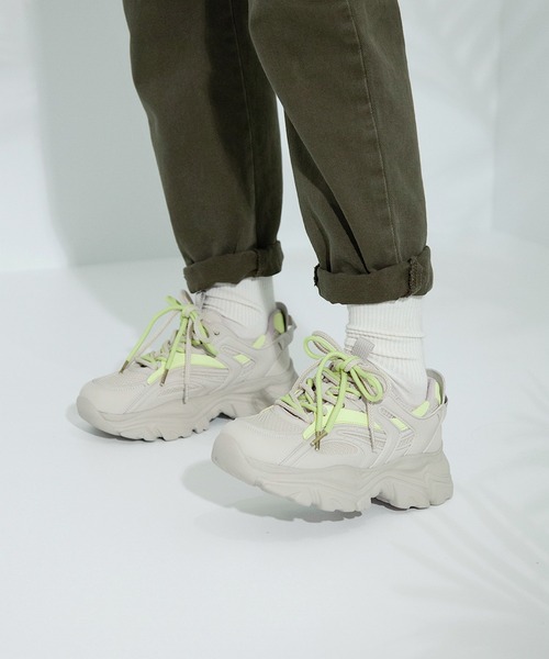 軽量/284g/厚底/5cm/カップインソール】カラーラインスニーカー ALL