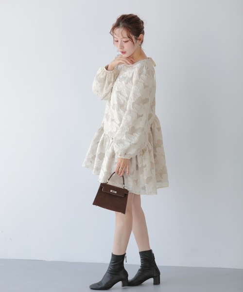 ジャガードパフスリーブチュニック（その他トップス）｜Fit more