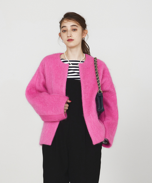 Rouge vif（ルージュヴィフ）の「シャギーショートコート（ノーカラー