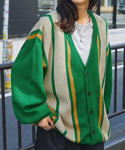 ハイゲージカラーリングニットオーバールーズカーディガン MONO-MART