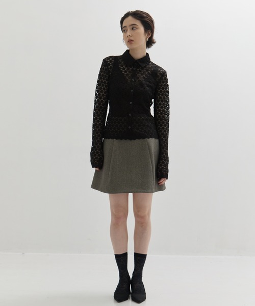 セール】【CLANE/クラネ】3D FLOWER LACE SHIRT/フラワーレースシャツ