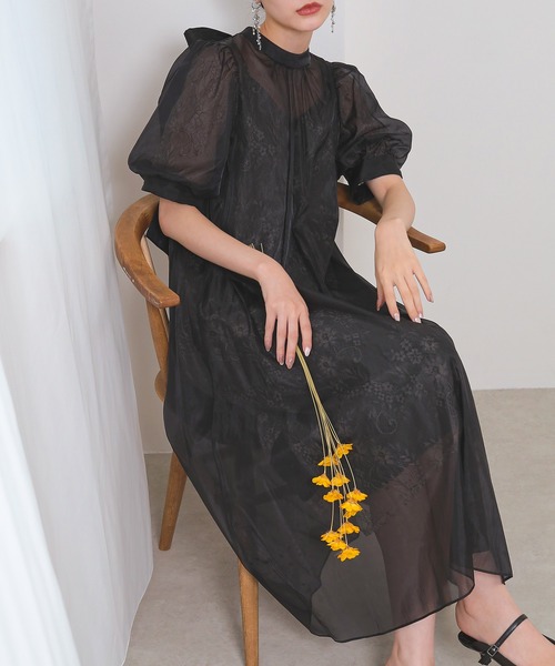 シアーAラインワンピース　オケージョン、マタニティ シアーラメAラインドレス マタニティ 妊婦 結婚式 二次会 成人式