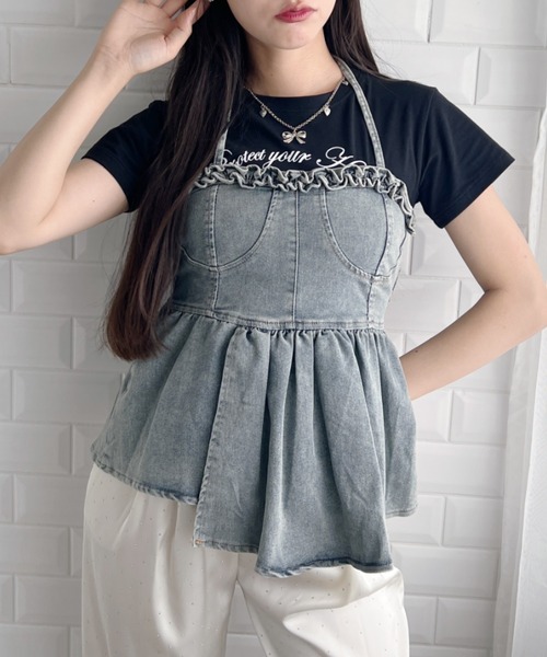 GANNI 】デニムフリルキャミソール GANNI 】デニムフリルキャミソール