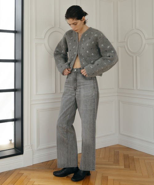 FLOWER EMBROIDERY KNIT JACKET/フラワーエンブロイダリーニット