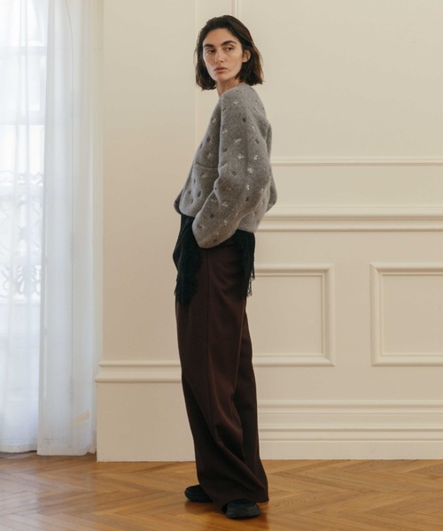 FLOWER EMBROIDERY KNIT JACKET/フラワーエンブロイダリーニット