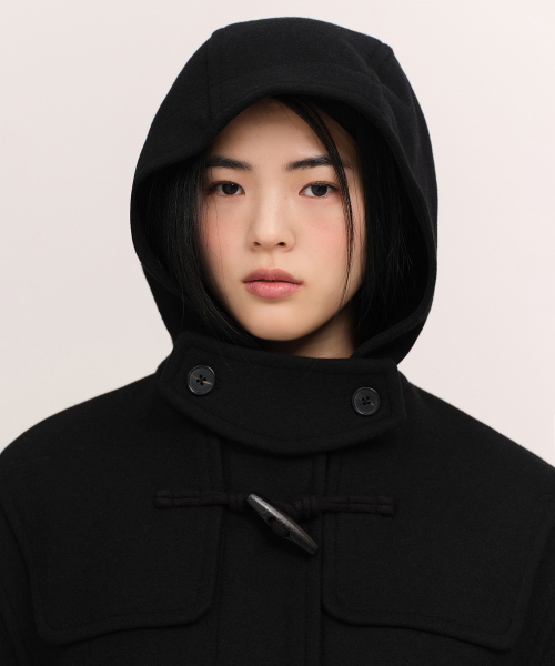 ウィメンズウールブレンドショートダッフルコート[ブラック]（ダッフル