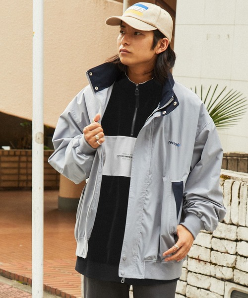 retock's】ロゴ刺繍 オーバーサイズベロアハーフジッププルオーバー