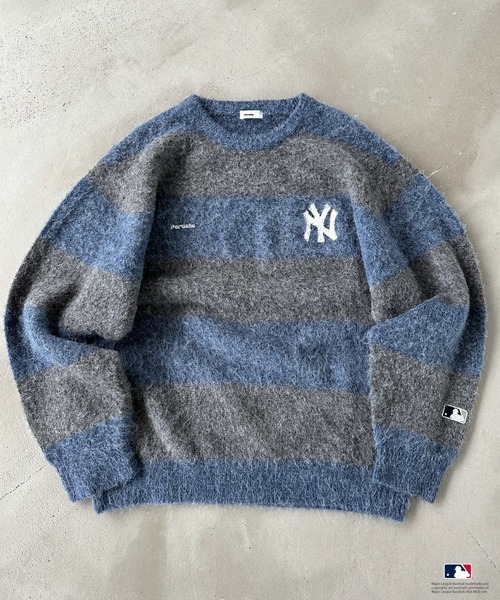 Perushu（ペルーシュ）の「Perushu ×MLB モヘアタッチボーダーニット