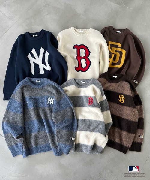 Perushu（ペルーシュ）の「Perushu ×MLB モヘアタッチボーダーニット