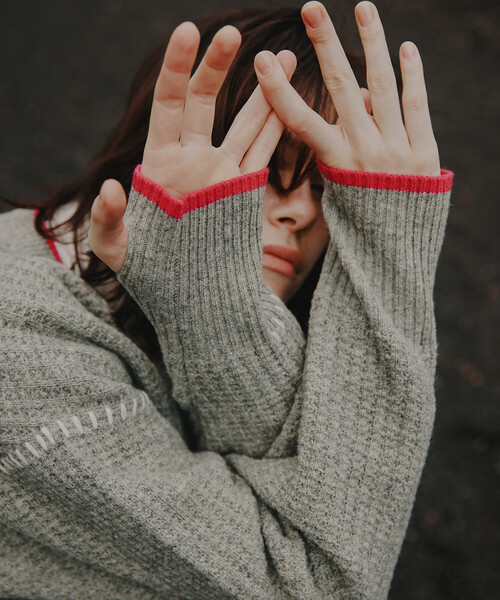 セール】Freada/フリーダ ショート丈 配色 ニットカーディガン