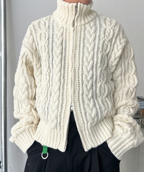 ユニセックス】Springショート丈ドライバーズケーブルニット（ニット