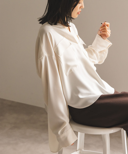 セール】《WEB限定追加》ワークディテールドレープシャツ 5（シャツ