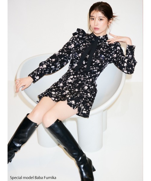 SNIDEL（スナイデル）の「Sustainableプリントフリルミニワンピース