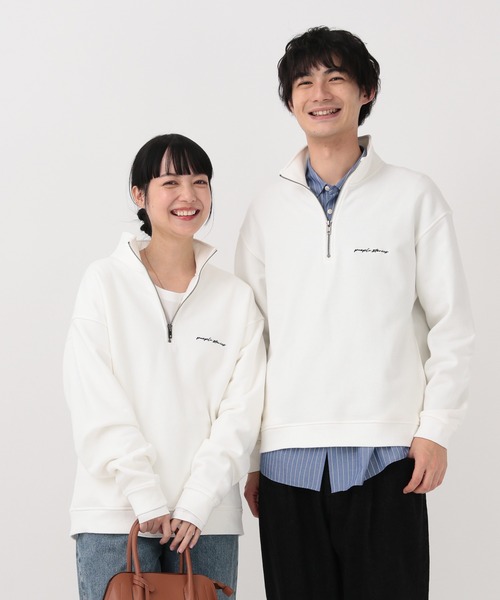 セール】ソフトタッチスウェット/裏起毛/ハーフジップ/606878