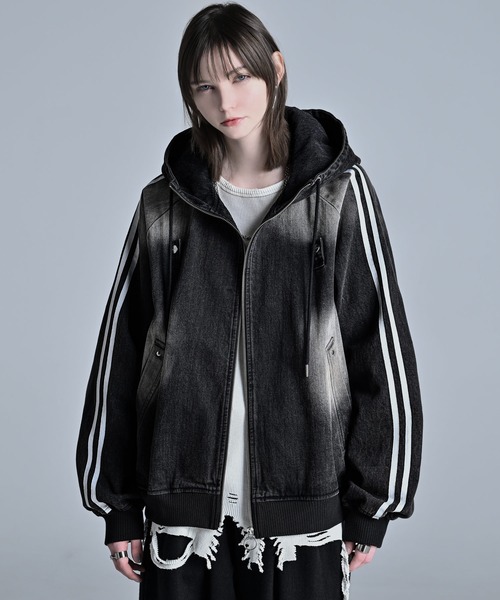 line sleeve track zip parker jacket / ラインスリーブトラックジップ