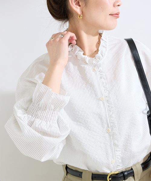 ウォッシャブル / フロントフリルブラウス（シャツ/ブラウス）｜B.C