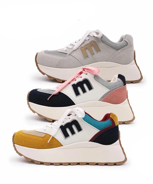 セール】moz(モズ) レースアップ厚底 カラフルスニーカー（スニーカー