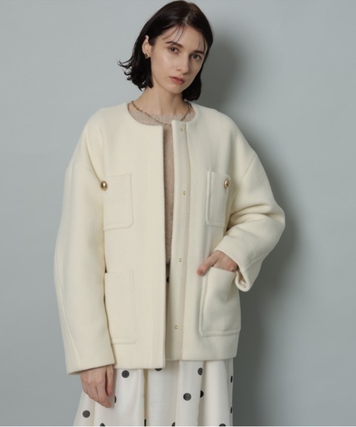 CADUNE（カデュネ）の「ノーカラーポケットコート（ダウンジャケット