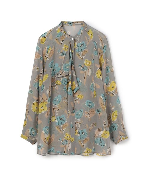 セール】リンズフラワープリント ボウタイブラウス（シャツ/ブラウス