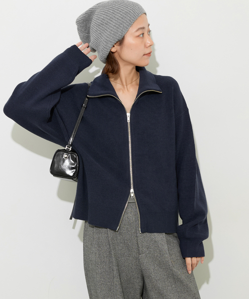 追加3》ダブルジップニットカーディガン（カーディガン/ボレロ