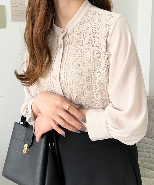 Moi-meme-Moitie 初期 スタンドカラープリーツジョーゼットブラウス