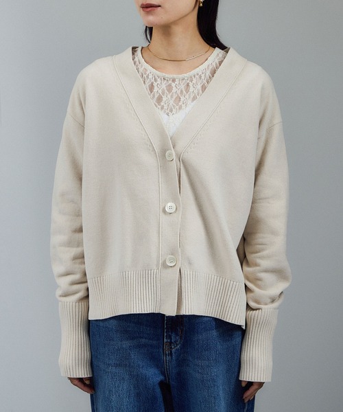 Vネックカーディガン-CreamyCotton /クリーミーコットン