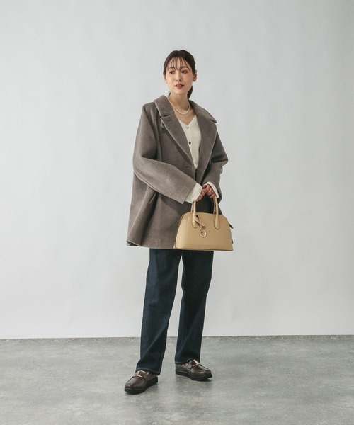 セール】軽やかストレッチ襟2WAYミドルコート/499658（チェスター